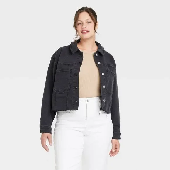 Ava Viv Jackets Coats Womens Plus Size Cropped Denim